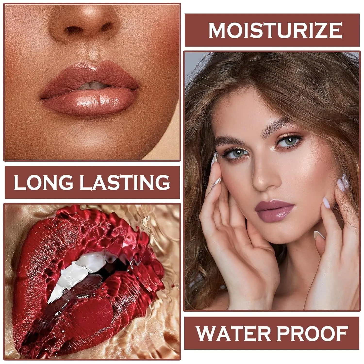 3-in-1 Lip Kit: Brown Lip Gloss, Liner & Matte Lipstick Set for Women - Whiskey Honey