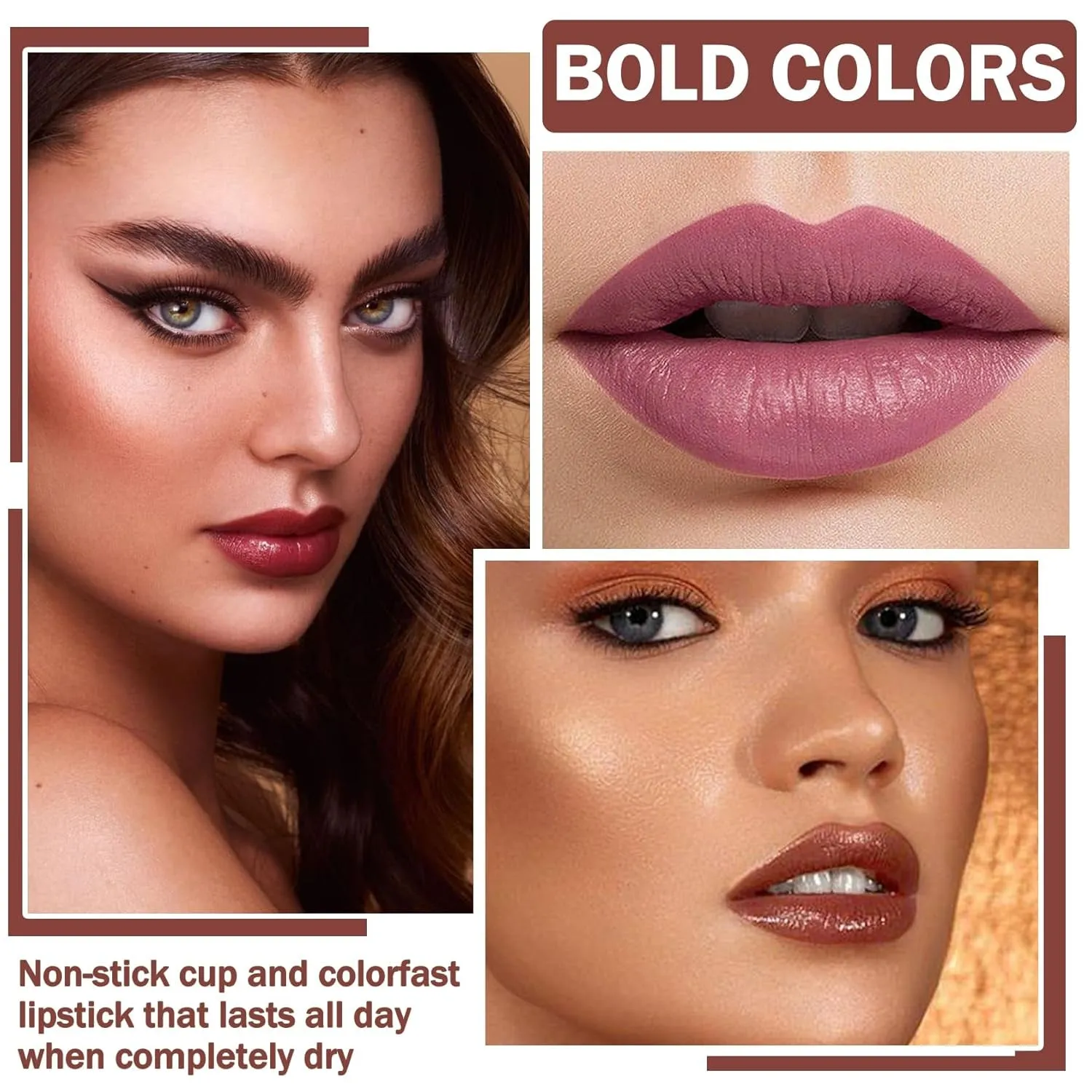 3-in-1 Lip Kit: Brown Lip Gloss, Liner & Matte Lipstick Set for Women - Whiskey Honey