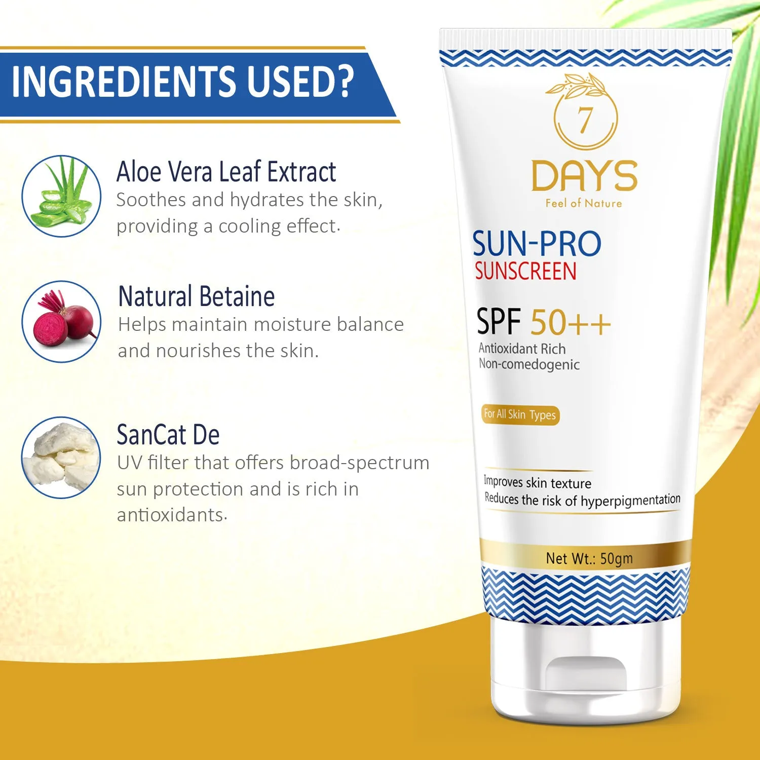 7Days Organic Sun Pro Sunscreen Spf 50 For Men Women