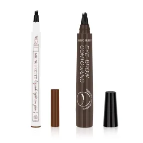 Ainviata 2pcs Waterproof Liquid Eyebrow Pencil w/ Micro-Fork Tip Applicators, Microblading Eyebrow Pen Brown Eyebrow Tattoo Pen Creates Natural Makeup