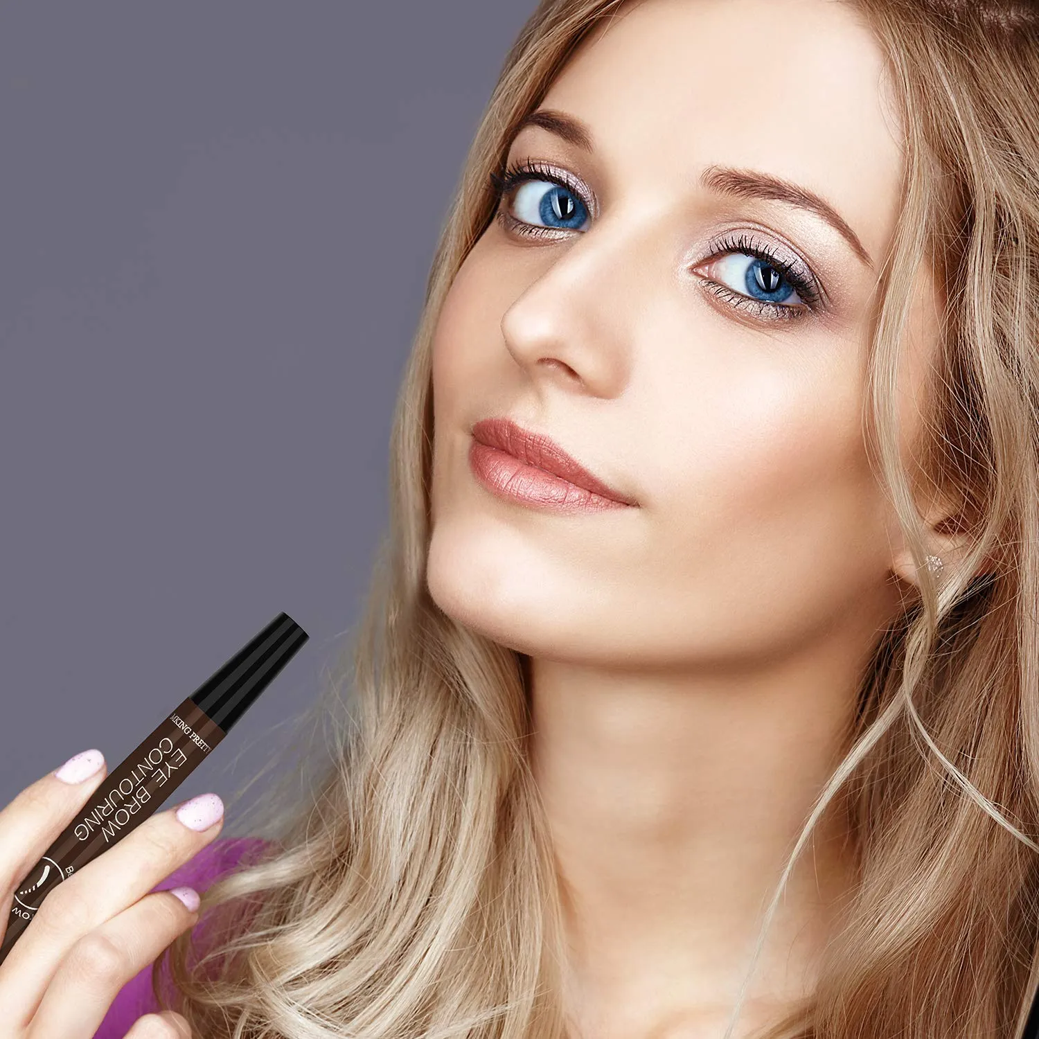Ainviata 2pcs Waterproof Liquid Eyebrow Pencil w/ Micro-Fork Tip Applicators, Microblading Eyebrow Pen Brown Eyebrow Tattoo Pen Creates Natural Makeup