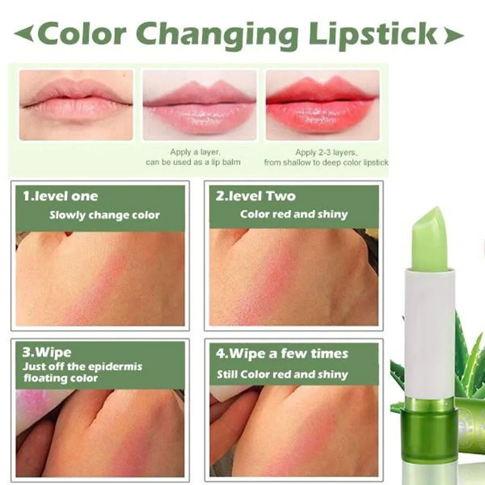 Aloe Vera Lipstick Color Changing lip balm Long Lasting Color hygienic Moisturizing Lipstick