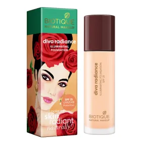 Biotique Natural Makeup Diva Radiance Illuminating Foundation, Creamy Oatmeal, 30ml