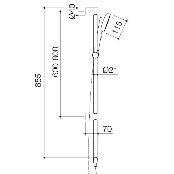 Caroma Contura II Rail Shower - Brushed Bronze