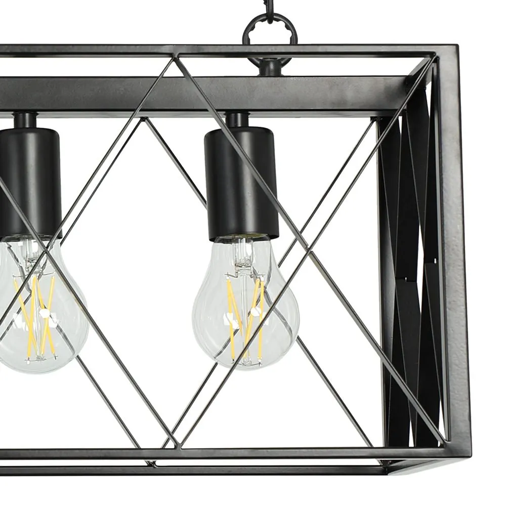 Depuley 4-Light Farmhouse Kitchen Island Pendant Lighting, Industrial Black Chandelier Light Fixture Ceiling Hanging with Metal Frame for Dining Room Living Room Restaurant (E26 Bulbs Included)