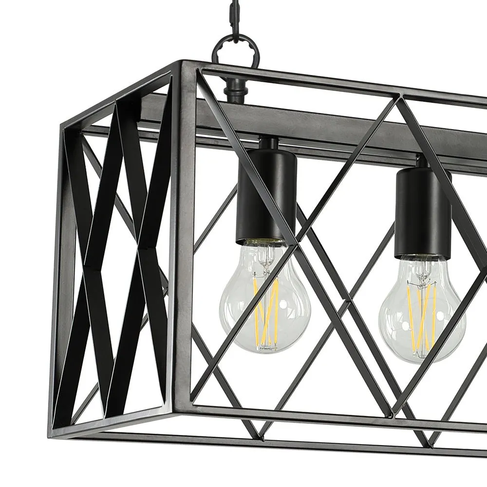 Depuley 4-Light Farmhouse Kitchen Island Pendant Lighting, Industrial Black Chandelier Light Fixture Ceiling Hanging with Metal Frame for Dining Room Living Room Restaurant (E26 Bulbs Included)