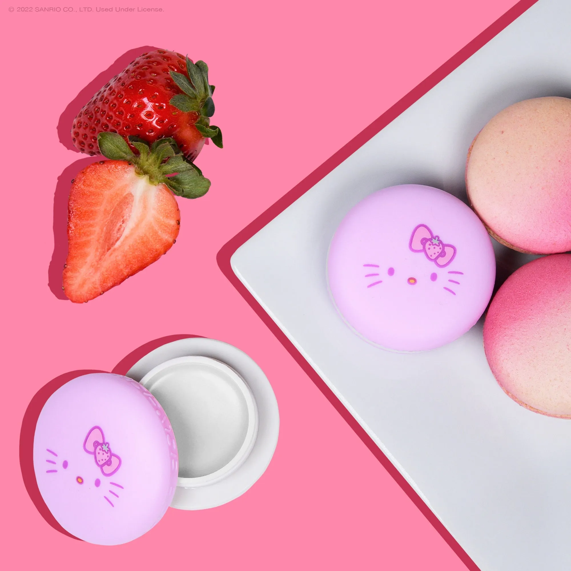 Hello Kitty Macaron Lip Balm - Strawberry Rose Latte