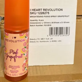 I Heart Revolution Pink Grapefruit Brightening Makeup Fixing Spray 3.38OZ (35 Pcs Lot)