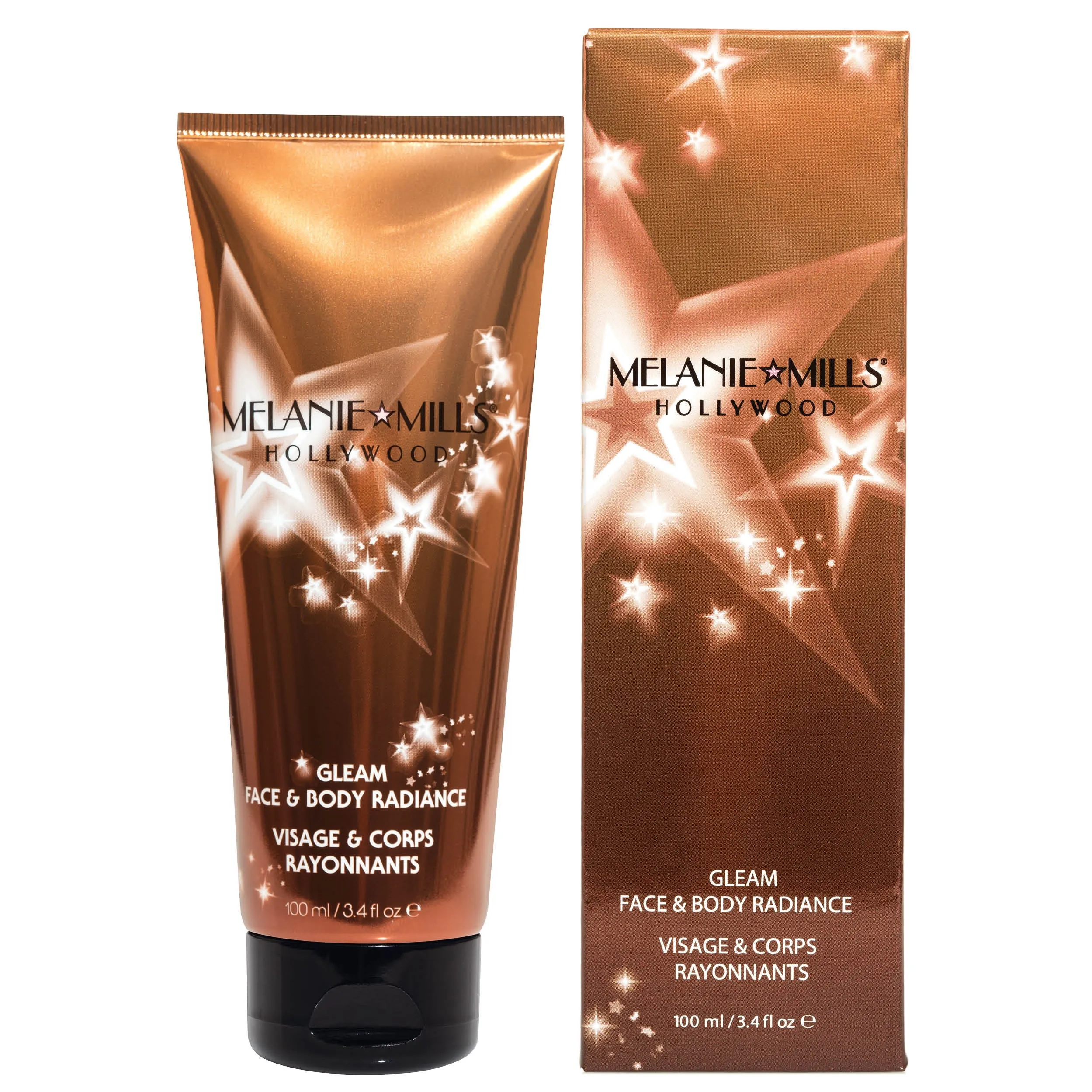 Melanie Mills Hollywood Gleam Body Radiance All In One Makeup, Moisturiser & Glow For Face & Body Deep Gold