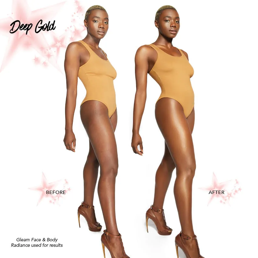 Melanie Mills Hollywood Gleam Body Radiance All In One Makeup, Moisturiser & Glow For Face & Body Deep Gold