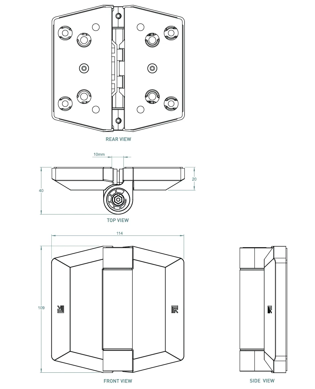 Polaris 156 Hinge - Pair of 2, Surface mount soft close hinge