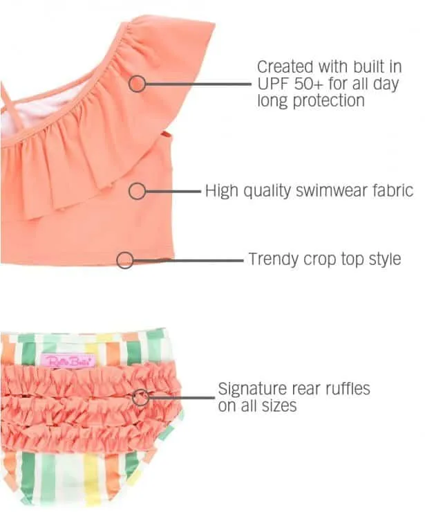 RuffleButts Saltwater Stripe Coral Ruffle Tankini